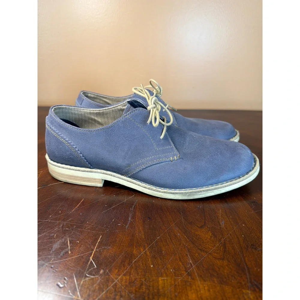 Original Penguin Mens Blue Suede Derby Shoes Lace Up‎ Oxford Casual Dress Shoes